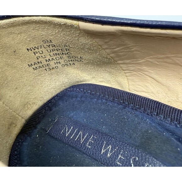 Nine West Ballet Flats Navy Blue Faux Leather Slip On Buckle Accent 9 M‎ Lyrical - Picture 7 of 10